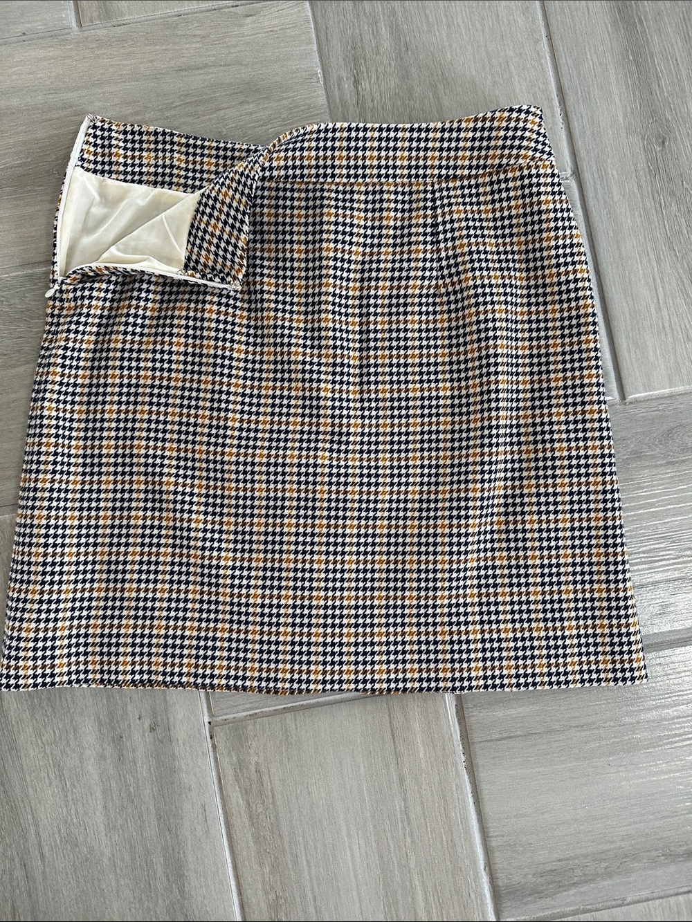 Ann Taylor Houndstooth Button-Front Mini Skirt - Black, White, Tan - Picture 2 of 3
